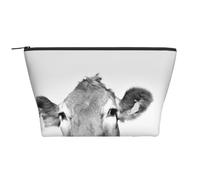 Foto De Vaca En Blanco Y Negro, Bolsa de artículos de tocador Bolsa de Maquillaje Bolsa de cosméticos Bolsa de artículos de tocador de Viaje portátil