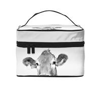 Foto De Vaca En Blanco Y Negro, Bolsa de Maquillaje Bolsa de cosméticos Bolsa de Aseo de Viaje portátil Estuche para lápices