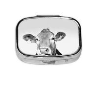 Foto De Vaca En Blanco Y Negro, Pastillero cuadrado para bolsillo o monedero, pequeño contenedor de pastillas, organizador de pastillas de viaje