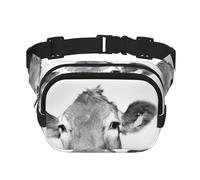 Foto de Vaca en Blanco y Negro,Riñonera Cuadrada de Doble Capa, Bolso de Viaje, Bolso Informal para el Pecho.