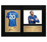 Foto firmada con autógrafo del Chelsea de Cole Palmer, regalo para fanáticos del Chelsea, marco dorado o sin marco #118 (negro montado A4)
