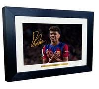 Foto Firmada de Lamine Yamal Barcelona 30,5 x 20,32 cm A4 - Celebración Con Marco de Fotos - Regalo de Fútbol España