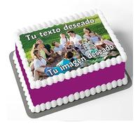 FOTO GRANDE COMESTIBLE, OBLEA o Papel de AZÚCAR, Personalizada A3 (DINA3) con Nombre, Edad y Texto - para Tartas Cumpleaños, Bodas y Eventos - Varios Tamaños Rectangulares