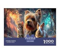 Foto Grupal de Mascotas Rompecabezas 1000 Piezas Puzzles de Gato y Perro para Adultos Puzzles Decoración Juego de Rompecabezas para Toda la Familia, para Mujeres, Regalos para Hombres 52x38cm/1000pcs