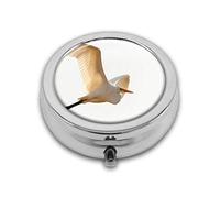 Foto macro de pájaro de garza voladora, increíble fauna salvaje personalizada, redonda, plateada, bolsillo de 2.1 pulgadas, 3 compartimentos