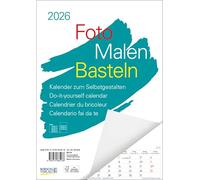 Foto-Malen-Basteln A4 weiß Notice 2026: Fotokalender zum Selbstgestalten. Do-it-yourself Kalender mit festem Fotokarton und Platz für Geburtstage/Notizen.