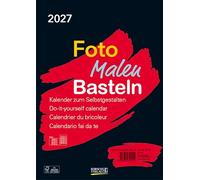 Foto-Malen-Basteln Bastelkalender A4 schwarz 2027: Fotokalender zum Selbstgestalten. Do-it-yourself Kalender mit festem Fotokarton.