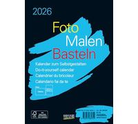 Foto-Malen-Basteln Bastelkalender A5 schwarz 2026: Fotokalender zum Selbstgestalten. Aufstellbarer do-it-yourself Kalender mit festem Fotokarton.