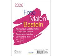 Foto-Malen-Basteln Bastelkalender A5 weiß 2026: Fotokalender zum Selbstgestalten. Aufstellbarer do-it-yourself Kalender mit festem Fotokarton.