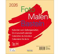 Foto-Malen-Basteln Bastelkalender beige 2026: Fotokalender zum Selbstgestalten. Do-it-yourself Kalender mit festem Fotokarton. Format: 21,5 x 24 cm