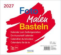 Foto-Malen-Basteln Bastelkalender quer weiß 2027: Fotokalender zum Selbstgestalten. Do-it-yourself Kalender mit festem Fotokarton. Format: 24 x 21,5 cm