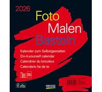 Foto-Malen-Basteln Bastelkalender schwarz 2026: Fotokalender zum Selbstgestalten. Do-it-yourself Kalender mit festem Fotokarton. Format: 21,5 x 24 cm