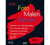 Foto-Malen-Basteln Bastelkalender schwarz groß 2026: Fotokalender zum Selbstgestalten. Do-it-yourself Kalender mit festem Fotokarton. Format: 30 x 35 cm