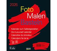 Foto-Malen-Basteln Bastelkalender schwarz groß 2026: Fotokalender zum Selbstgestalten. Do-it-yourself Kalender mit festem Fotokarton. Format: 30 x 35 cm