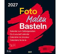 Foto-Malen-Basteln Bastelkalender schwarz groß 2027: Fotokalender zum Selbstgestalten. Do-it-yourself Kalender mit festem Fotokarton. Format: 45,5 x 48 cm