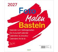 Foto-Malen-Basteln Bastelkalender weiß groß 2027: Fotokalender zum Selbstgestalten. Bastelkalender mit festem Fotokarton. Do-it-yourself Kalender Format: 45,5 x 48 cm