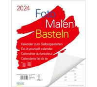 Foto-Malen-Basteln Bastelkalender weiß Notice groß 2024: Fotokalender zum Selbstgestalten. Do-it-yourself Kalender mit festem Fotokarton. Platz für Geburtstage/Notizen. Format: 30 x 35 cm