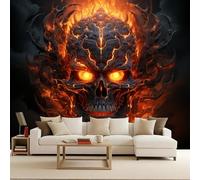 Foto Mural Llamas Calavera Gótico Ardiendo Fotomural, Murales Decorativos Pared, Fotomurales 3D Papel Tapiz Fotográfico Mate Papel Pintado Pared Dormitorio Para Salon Habitación infantil 400x280 cm