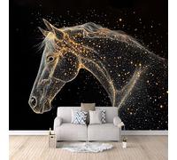 Foto Murale Caballo Estrella Impresión 3D Papel Pintado Pared Animal Murales de Pared Tejido no Tejido Sin Reverso Adhesivo Poster Fácil de Instalar Limpiar Ideal para Comedor Dormitorio 450x315 cm