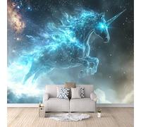 Foto Murale Caballo Galaxia Impresión 3D Papel Pintado Pared Animal Murales de Pared Tejido no Tejido Sin Reverso Adhesivo Poster Fácil de Instalar Limpiar Ideal para Comedor Dormitorio 400x280 cm