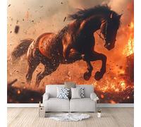 Foto Murale Caballo Impresión 3D Papel Pintado Pared Animal Caballo Murales de Pared Tejido no Tejido Sin Reverso Adhesivo Poster Fácil de Instalar Limpiar Ideal para Comedor Dormitorio 400x280 cm