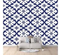 Foto Murale Patrón Geométrico Impresión 3D Papel Pintado Pared Moderno Murales de Pared Tejido no Tejido Sin Reverso Adhesivo Poster Fácil de instalar Limpiar Ideal para Comedor Dormitorio 150x105 cm