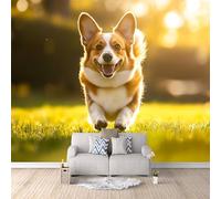 Foto Murale Perro Lindo Impresión 3D Papel Pintado Pared Perro Animal Murales de Pared Tejido no Tejido Sin Reverso Adhesivo Poster Fácil de Instalar Limpiar Ideal para Comedor Dormitorio 400x280 cm