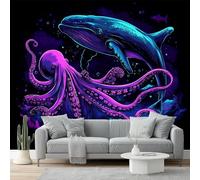 Foto Papel Pintado Mural Póster De La Pared Decoración De La Pared Fantasía Oscura Pulpo Ballena Jorobada - Cuadros De Pared Autoadhesivos Para Sala De Estar, Dormitorio 300 x 210 cm