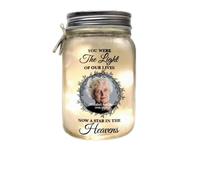Foto personalizada y luces redondas con nombre, regalos conmemorativos para la pérdida de mamá, papá, familia, tarros decorativos para centros de mesa, personalizado una estrella en el cielo, regalos