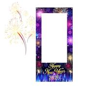 Foto Prop Marco | Glitter Gadget Año Nuevo Tema Decoración Festive - 2026 Marco de cabina de fotos | Marcos selfie de larga duración para eventos nocturnos estudios interior vacaciones