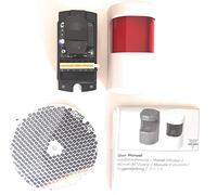 Fotocélula de reflexión con espejo polarizada, compatible con muchas marcas y modelos de motor o central de puerta automatica de garaje o parking y aplicaciones industriales, sensor de obstaculos