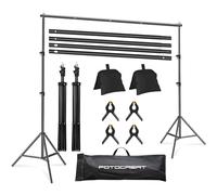 FOTOCREAT Backdrop Stand Kit 10x6.5ft Adjustable Photography Photo Studio Background Support System with Carry Bag and,4 Backdrop Clip for Photoshoot,Parties,Wedding,Birthday,Baby Photo Shoot