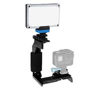 Fotodiox GoTough Grip Kit con Factor Radius Pico Light - Soporte de iluminación de cámara de metal compatible con cámaras GoPro Hero y soportes adaptadores