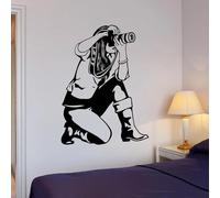 Fotógrafa chica reportera de pegatinas de pared fotografía de arte mural de vinilo decoración de pared de pared póster de decoración del hogar