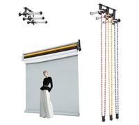 Fotografía 3 rollos, dispositivo de soporte de fondo manual, montaje en pared, dispositivo de elevación de fondo, sistema de soporte manual para estudio fotográfico, 33 x 4,8 x 20 cm, para estudio