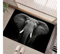 Fotografía Animales Felpudo Antideslizante - 50 x 80 cmRetrato Elefante Orejas Grandes Trampa de Tierra Felpudo Exterior e Interior para Entrada Limpia - Fácil de Cuidar - Negro Gris
