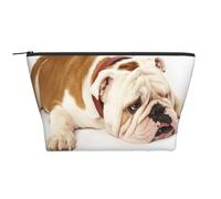 Fotografía De Bulldog Inglés De Bulldog Triste Y Cansado con Crema Marrón, Bolsa de artículos de tocador Bolsa de Maquillaje Bolsa de cosméticos Bolsa de artículos de tocador de Viaje portátil