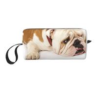 Fotografía De Bulldog Inglés De Bulldog Triste Y Cansado con Crema Marrón, Bolsa de Maquillaje Bolsa de cosméticos Bolsa de artículos de tocador de Viaje portátil Bolsa de Maquillaje