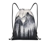 Fotografía De Paisaje De Bosques De Montaña Brumosos Unisex Mochila Con Cordón Impermeable Bolsa De Deporte Con Cordón Mochila De Cuerdas Para Viaje Senderismo Acampada