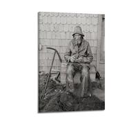 Fotografía de pescador de Nueva Inglaterra, decoración de cabaña junto al mar, arte de pared costera, foto de Cape Ann, MA Photo, 1906, póster de fotografía en blanco y negro, pintura decorativa