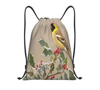 Fotografía De Un Jilguero Posado Mujer Hombre Mochilas Deportiva Casual Mochila Con Cordón Ligera Mochila De Cuerdas Para Yoga Senderismo Voleibol