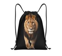 Fotografía De Un León Caminando hacia Adelante. Bolsa De Gimnasio Bolsa De Cuerdas Fácil De Doblar Ligera Mochila con Cordón para Hombres Senderismo Viaje 36X42Cm