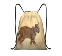 Fotografía De Un Lince Caminando Hombre Mujer Mochila De Cuerdas Ligera Mochila Con Cordón Con Cordón Mochilas Deportiva Para Baloncesto Playa Voleibol