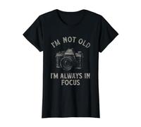 Fotografía Divertida I'm Not Old I'm Always In Focus Camera Art Camiseta gráfica económica, Mujer, Negro, S