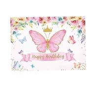 Fotografía Fondos de Fondo Butterfly Rose Flower Foto para Fairy Princess Girl Birthday Party Banner Studio Take Mesa Fondo Floral 5x3ft Banterfly Banner
