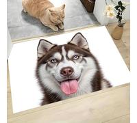 Fotografía Mascotas Felpudo Antideslizante - 90 x 150 cmHusky Gracioso Trampa de Tierra Felpudo Exterior e Interior para Entrada Limpia - Fácil de Cuidar - Blanco