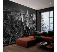 Fotografía Nocturna Papel Pintado Efecto 3D 450 x 280 cm, Papel tapiz fotográfico Arquitectura Ciudad Nueva York En Blanco Y Negro Fotomurales Pared Decoración De Pared Sala Cuarto Oficina Salón