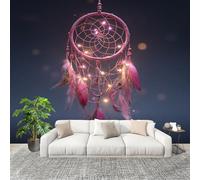 Fotográfico 3D HD No Tejido 3d RomáNtico AtrapasueñOs Plumas ExtraíBle Papel Pintado Fotomural 250×175 cm Azul Resistente al agua y a las manchas Fácil Instalación Murales Panorámicos