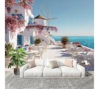 Fotográfico 3D HD No Tejido Arquitectura RomáNtica Junto Al Mar ExtraíBle Papel Pintado Fotomural 300×210 cm Blanco Resistente al agua y a las manchas Fácil Instalación Murales Panorámicos