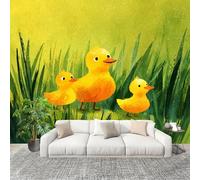 Fotográfico 3D HD No Tejido Bonito Animal Patito ExtraíBle Papel Pintado Fotomural 400×280 cm Verde Resistente al agua y a las manchas Fácil Instalación Murales Panorámicos